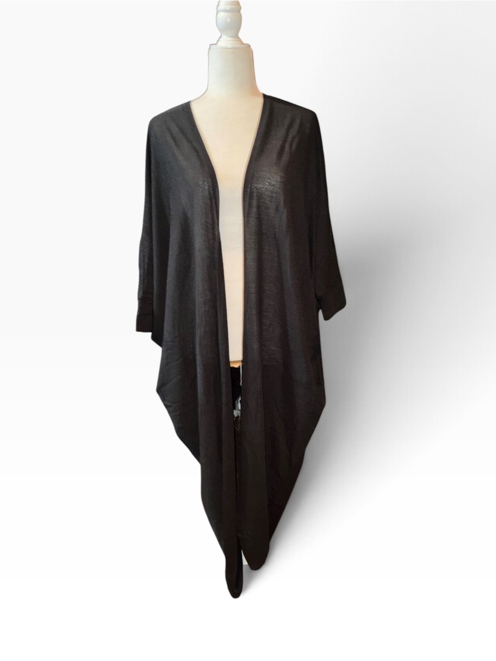 Cato Charcoal Open-Front Draped Wrap Cape - Picture 2 of 7